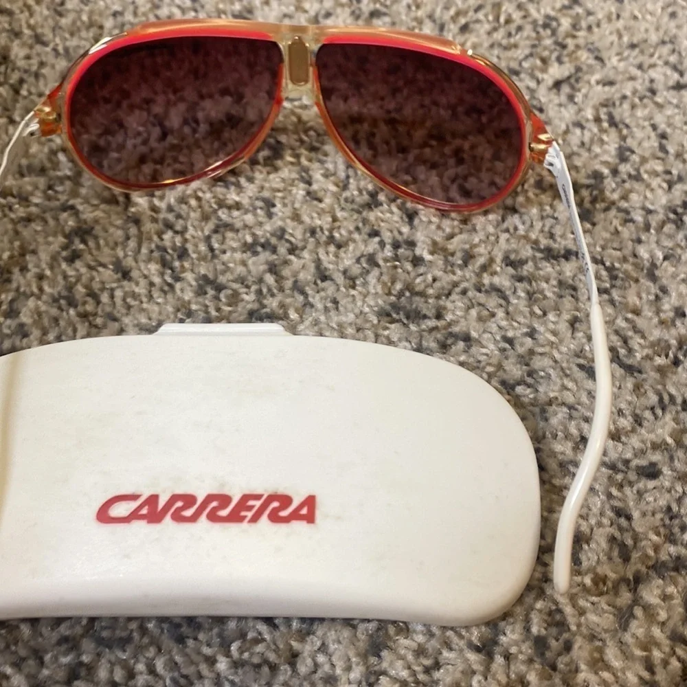 Vintage Carrera "Endurance" Sunglasses - Pink / Crystal / White - Made in Italy - Picture 5 of 10